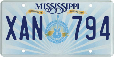 MS license plate XAN794