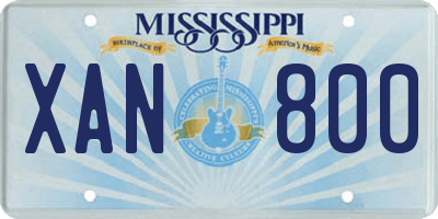 MS license plate XAN800