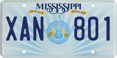 MS license plate XAN801