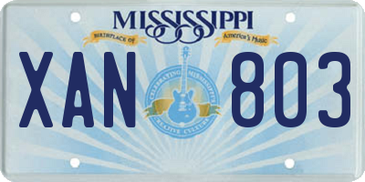 MS license plate XAN803