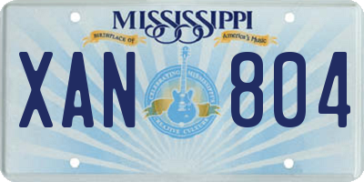 MS license plate XAN804