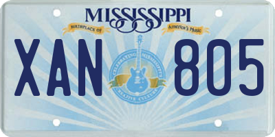 MS license plate XAN805