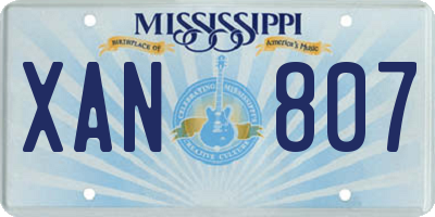 MS license plate XAN807