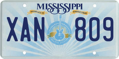 MS license plate XAN809