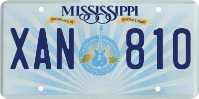 MS license plate XAN810