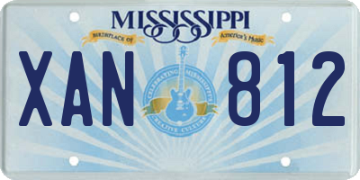 MS license plate XAN812
