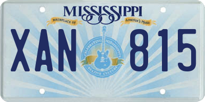 MS license plate XAN815