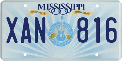 MS license plate XAN816