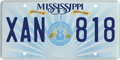 MS license plate XAN818