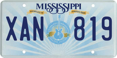 MS license plate XAN819