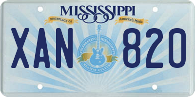 MS license plate XAN820