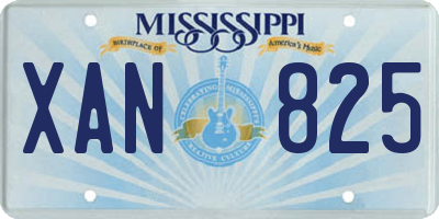 MS license plate XAN825