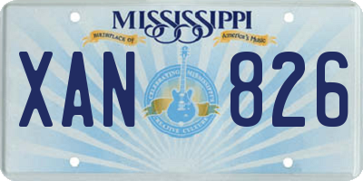 MS license plate XAN826