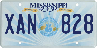 MS license plate XAN828