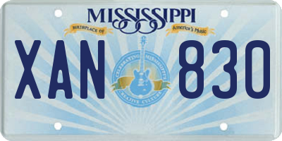 MS license plate XAN830