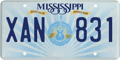 MS license plate XAN831