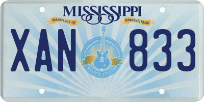 MS license plate XAN833
