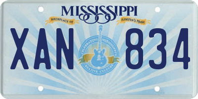 MS license plate XAN834