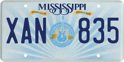MS license plate XAN835