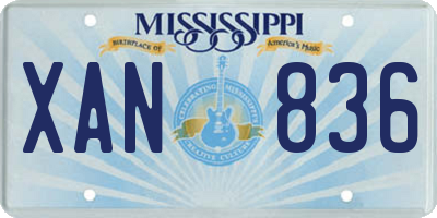 MS license plate XAN836