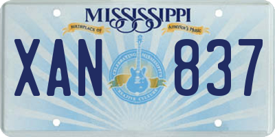 MS license plate XAN837