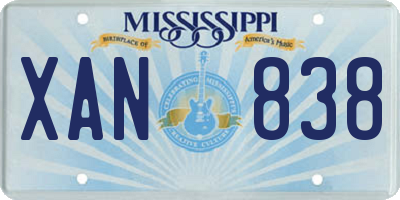 MS license plate XAN838