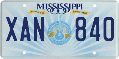 MS license plate XAN840