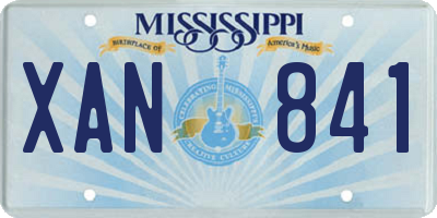 MS license plate XAN841