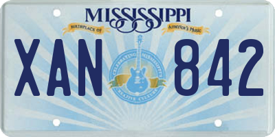 MS license plate XAN842