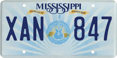 MS license plate XAN847
