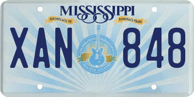 MS license plate XAN848