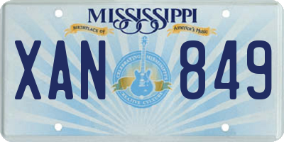 MS license plate XAN849