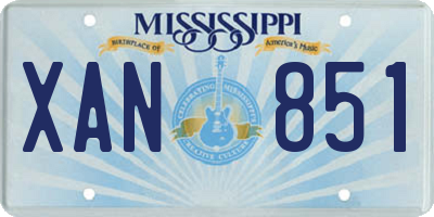 MS license plate XAN851