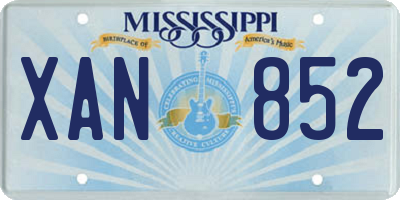 MS license plate XAN852