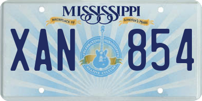 MS license plate XAN854