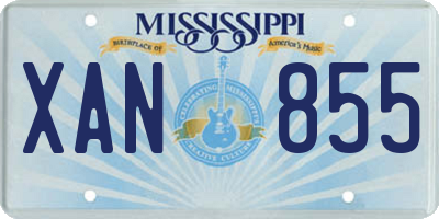 MS license plate XAN855