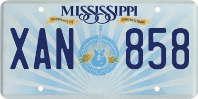 MS license plate XAN858