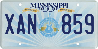 MS license plate XAN859