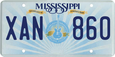 MS license plate XAN860