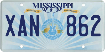 MS license plate XAN862