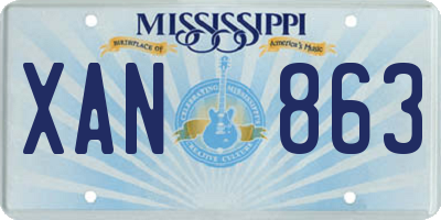 MS license plate XAN863