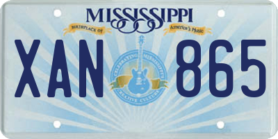 MS license plate XAN865