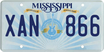 MS license plate XAN866