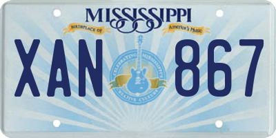 MS license plate XAN867