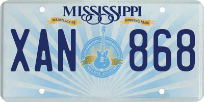 MS license plate XAN868