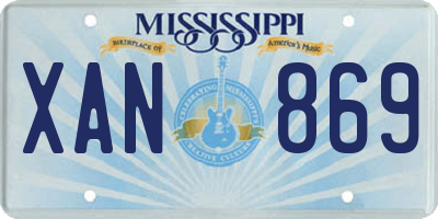 MS license plate XAN869
