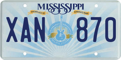 MS license plate XAN870