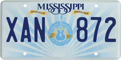 MS license plate XAN872