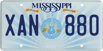 MS license plate XAN880