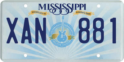 MS license plate XAN881